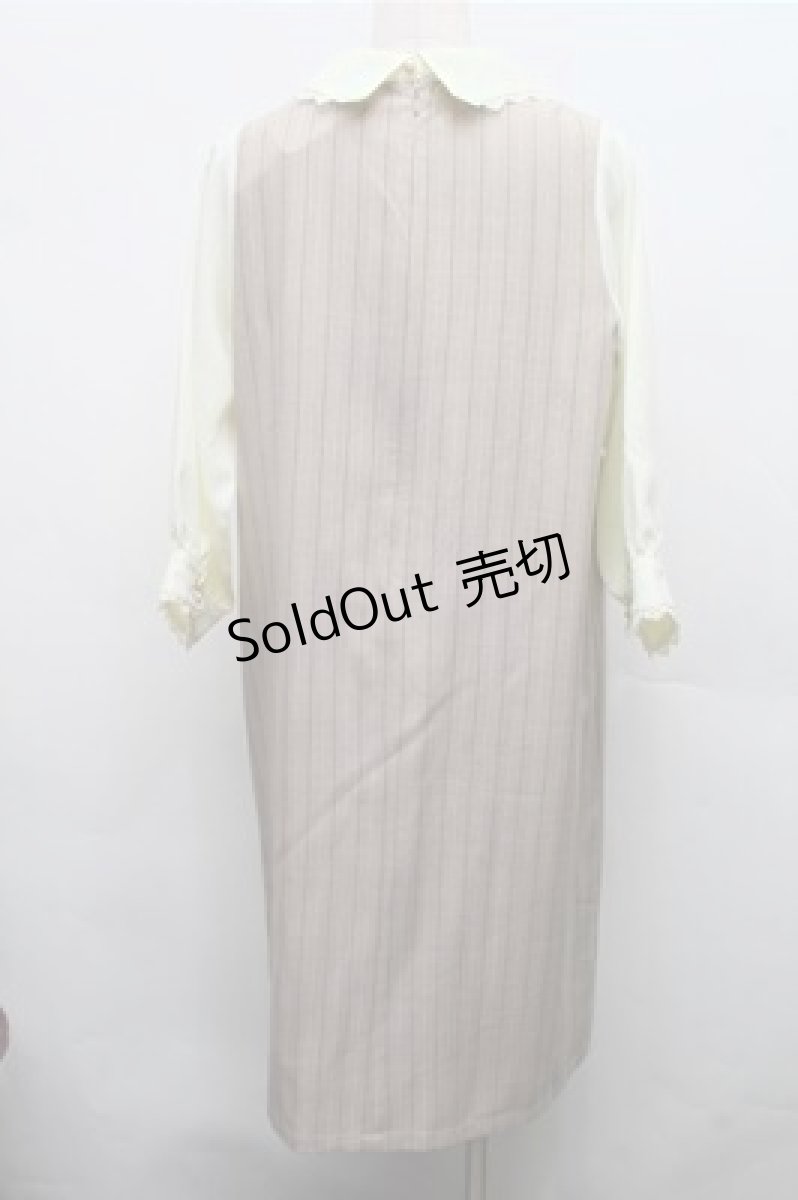 画像2: axes femme / 襟付きサックワンピース  キナリｘベージュ S-26-03-15-048-AX-OP-HR-ZS (2)