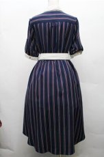 画像2: axes femme / マルチストライプ柄シャツワンピース  紺ｘオフ S-26-03-15-055-AX-OP-HR-ZS (2)