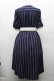 画像2: axes femme / マルチストライプ柄シャツワンピース  紺ｘオフ S-26-03-15-055-AX-OP-HR-ZS (2)