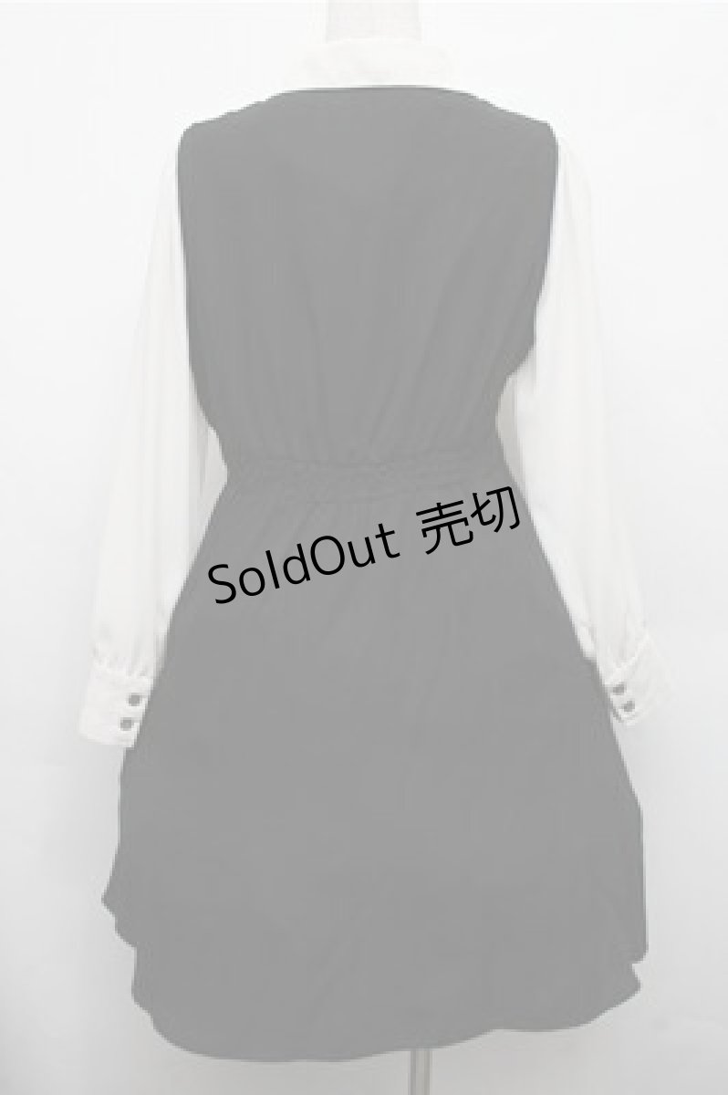 画像2: axes femme / ブラウス風ドッキングワンピース  黒ｘ白 S-26-03-15-056-AX-OP-HR-ZS (2)