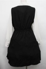 画像2: axes femme / ブラウス風ドッキングワンピース  黒ｘ白 S-26-03-15-056-AX-OP-HR-ZS (2)