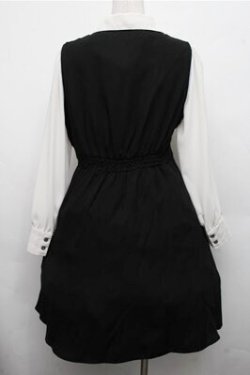 画像2: axes femme / ブラウス風ドッキングワンピース  黒ｘ白 S-26-03-15-056-AX-OP-HR-ZS