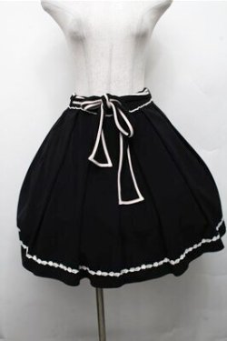 画像1: mille fille closet by LODISPOTTO / 裾レースフレアースカート  黒 S-26-03-15-061-LO-SK-HR-ZS