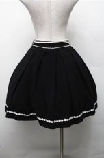 画像2: mille fille closet by LODISPOTTO / 裾レースフレアースカート  黒 S-26-03-15-061-LO-SK-HR-ZS (2)