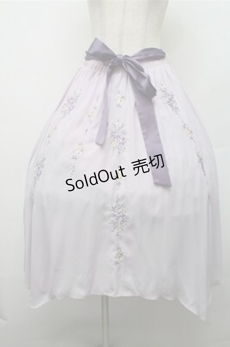 画像1: axes femme / フラワー刺繍イレヘムスカート  ラベンダー S-26-03-15-065-AX-SK-HR-ZS (1)