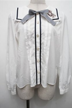 画像1: axes femme POETIQUE / 時計刺繍セーラーブラウス  白 S-26-03-15-022-AX-BL-HR-ZS