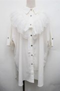axes femme / チュールフリルカラー付シャツ  白 S-26-03-15-023-AX-BL-AS-ZS