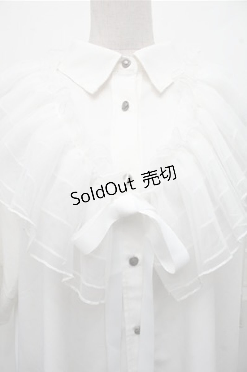 画像3: axes femme / チュールフリルカラー付シャツ  白 S-26-03-15-023-AX-BL-AS-ZS (3)