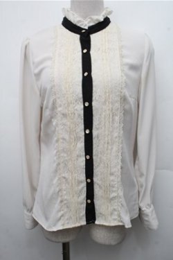 画像1: axes femme POETIQUE / タックレーススタンドネックブラウス  アイボリー S-26-03-15-025-AX-TO-HR-ZS