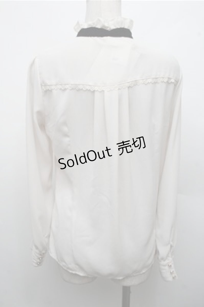 画像2: axes femme POETIQUE / タックレーススタンドネックブラウス  アイボリー S-26-03-15-025-AX-TO-HR-ZS (2)