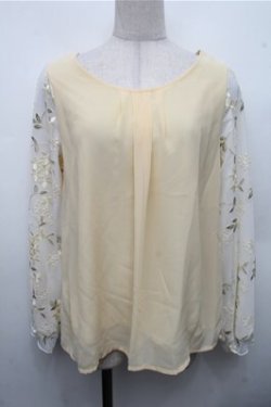 画像1: axes femme / 袖チュールレースプルオーバー  イエロー S-26-03-15-027-AX-TO-HR-ZS