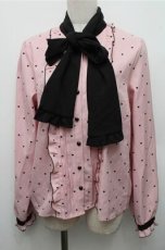 画像1: DearMyLove / ピンドットハートブラウス  ピンクｘ黒 S-26-03-15-033-EL-TO-AS-ZS (1)