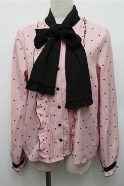 画像1: DearMyLove / ピンドットハートブラウス  ピンクｘ黒 S-26-03-15-033-EL-TO-AS-ZS