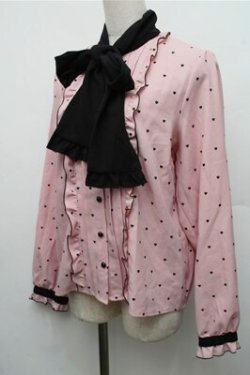 画像3: DearMyLove / ピンドットハートブラウス  ピンクｘ黒 S-26-03-15-033-EL-TO-AS-ZS