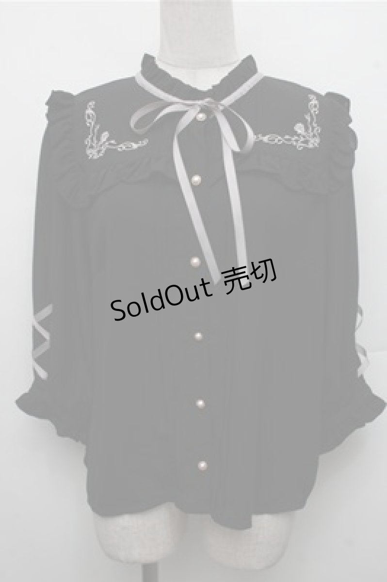 画像1: axes femme POETIQUE / ローズ刺繍レースアップブラウス  黒 S-26-03-15-034-AX-BL-HR-ZS (1)