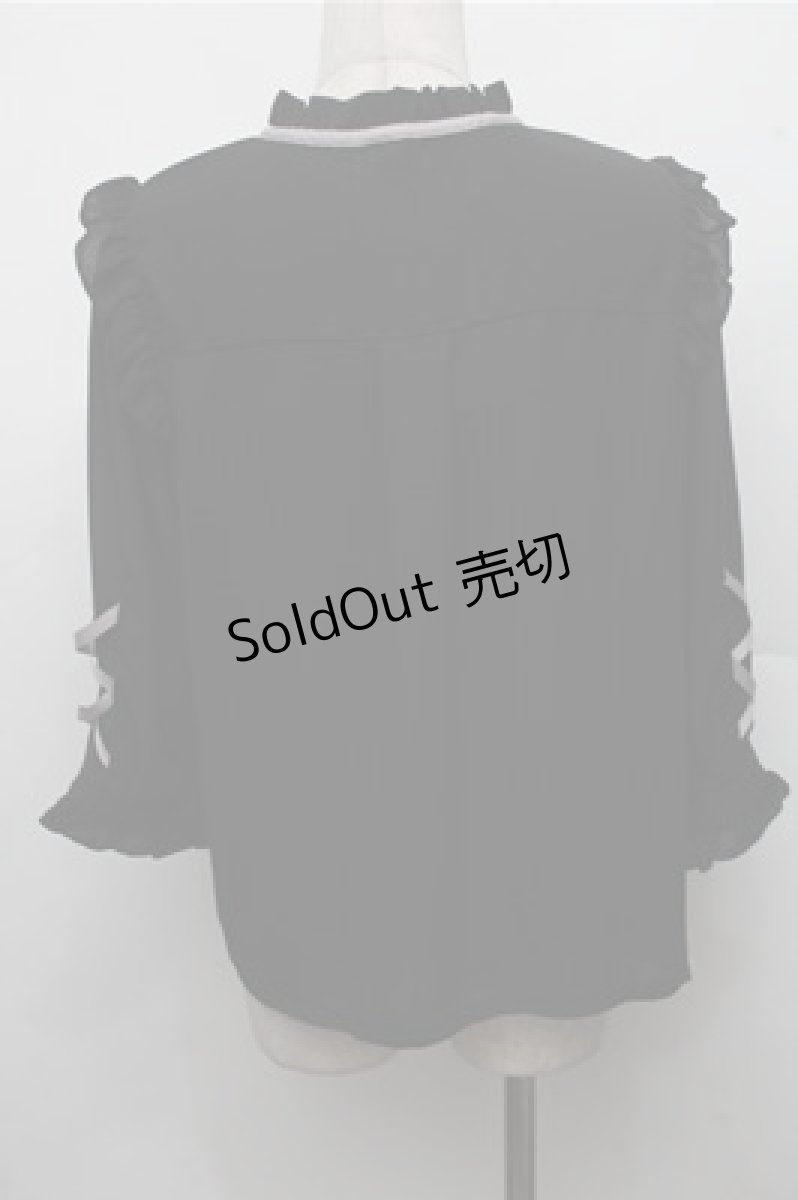 画像2: axes femme POETIQUE / ローズ刺繍レースアップブラウス  黒 S-26-03-15-034-AX-BL-HR-ZS (2)