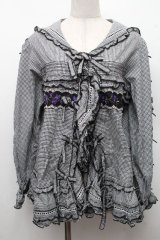 PINK HOUSE / バイオレットレース使いセーラーカラーブラウス F 黒 S-26-03-17-040-LO-BL-SZ-ZS