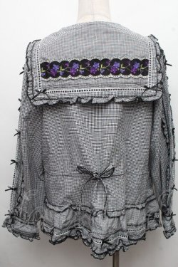 画像2: PINK HOUSE / バイオレットレース使いセーラーカラーブラウス F 黒 S-26-03-17-040-LO-BL-SZ-ZS