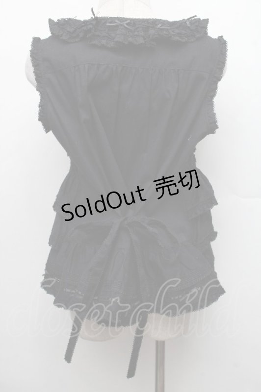 画像2: PINK HOUSE / フリル使いノースリーブブラウス F 黒 S-26-03-17-041-LO-BL-SZ-ZS (2)