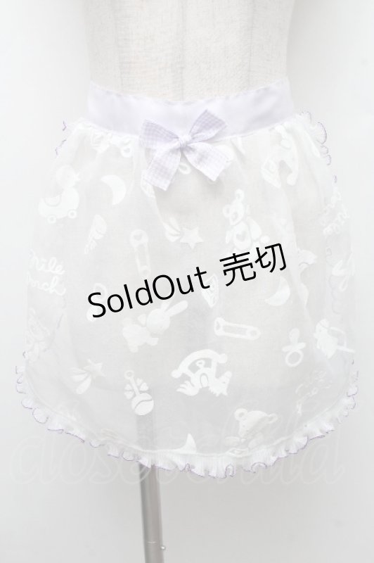 画像1: Nile Perch / オーガンジーフリルエプロン  白ｘラベンダー S-26-03-17-044-LO-OP-HR-ZS (1)