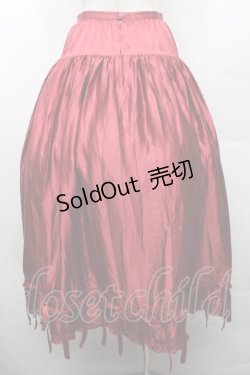 画像2: WONDERFUL WORLD / 裾リボンピンタックサテンスカート  ボルドー S-26-03-17-058-LO-SK-SA-ZS