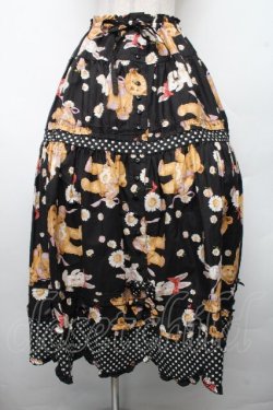 画像1: PINK HOUSE / ひな菊ロンドプリントスカート  黒 S-26-03-17-067-LO-SK-AS-ZS