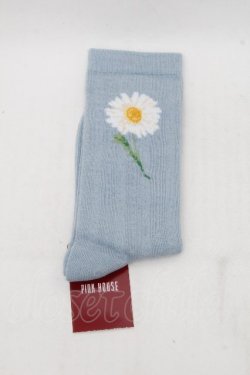 画像1: PINK HOUSE / ひなぎくモチーフソックス  サックス S-26-03-17-011-LO-ZA-HR-ZS