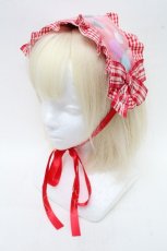 画像1: Nile Perch / チェック柄ヘッドドレス  赤 S-26-03-17-015-LO-ZA-HR-ZT651 (1)