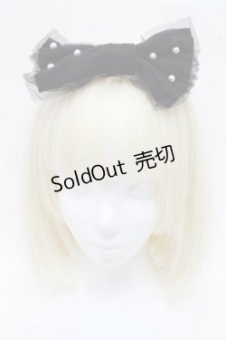 画像1: Angelic Pretty / チュールリボンパールバレッタ  黒 S-26-03-17-023-AP-AC-SZ-ZS