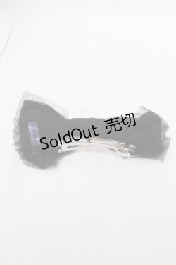 画像2: Angelic Pretty / チュールリボンパールバレッタ  黒 S-26-03-17-023-AP-AC-SZ-ZS