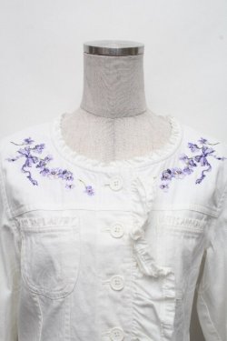 画像3: PINK HOUSE / すみれ刺繍入りデニムジャケット F ホワイト S-26-03-17-030-LO-JA-SZ-ZS