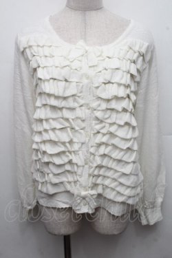 画像1: PINK HOUSE / フリルニットカーディガン F 白 S-26-03-17-031-LO-TO-AS-ZS