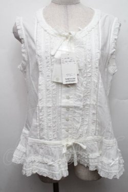 画像1: PINK HOUSE / リボンいっぱいフリルベスト F 白 S-26-03-17-032-LO-TO-SZ-ZS