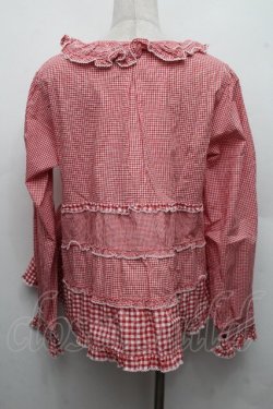 画像2: PINK HOUSE / ギンガムパッチワークブラウス  赤 S-26-03-17-036-LO-BL-AS-ZS