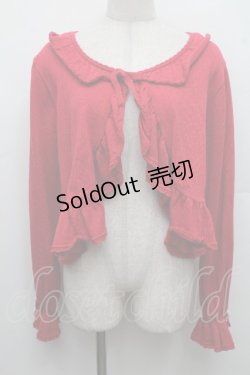 画像1: PINK HOUSE / フリルニットカーディガン  赤 S-26-03-17-037-LO-TO-AS-ZS