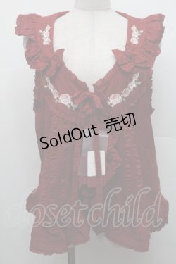 画像1: PINK HOUSE / エターナルローズ刺繍ベスト F 赤 S-26-03-17-038-LO-TO-SZ-ZS
