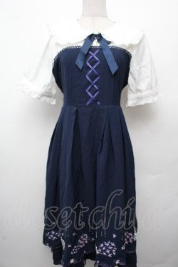 画像1: Amavel / あじさいと雨露のワンピース  紺 S-26-03-19-033-CA-OP-AS-ZS