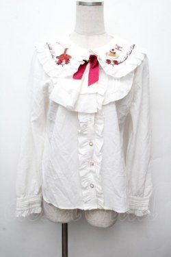 画像1: Amavel / 長袖フリルブラウス  白 S-26-03-19-005-CA-BL-AS-ZS