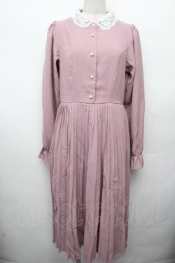 画像1: m petit by misako / AM*レースエリプリーツワンピース L ピンク S-26-03-19-042-LO-OP-AS-ZS