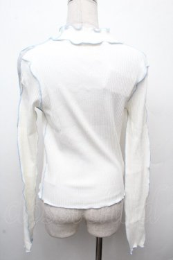 画像2: lilLilly / デコルテカットリブカットソー  オフｘサックス S-26-03-19-001-LO-TO-HR-ZS