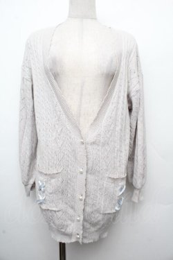 画像1: Amavel / ハート透かしあみロングカーディガン  グレー S-26-03-19-011-CA-TO-AS-ZS