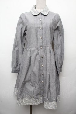 画像1: axes femme / チュールレース使いシャツワンピース  ブルー S-26-03-19-028-AX-OP-HR-ZS