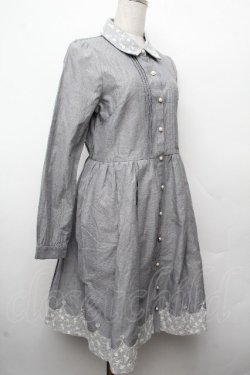 画像3: axes femme / チュールレース使いシャツワンピース  ブルー S-26-03-19-028-AX-OP-HR-ZS