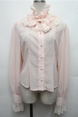 BABY,THE STARS SHINE BRIGHT / ドビードットシフォンフリルブラウス  ピンク S-26-03-21-034-BA-BL-AS-ZS