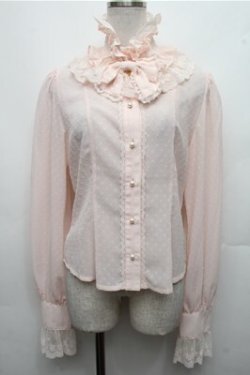 画像1: BABY,THE STARS SHINE BRIGHT / ドビードットシフォンフリルブラウス  ピンク S-26-03-21-034-BA-BL-AS-ZS