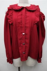 DearMyLove / はしごレースフリルハートビジューオフショルブラウス L 赤 S-26-03-21-037-EL-BL-AS-ZS