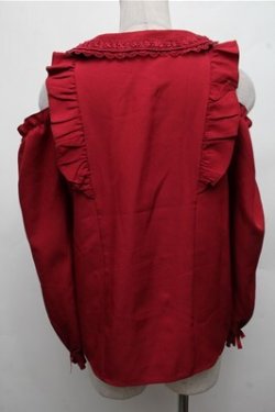 画像2: DearMyLove / はしごレースフリルハートビジューオフショルブラウス L 赤 S-26-03-21-037-EL-BL-AS-ZS