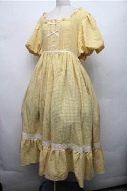 画像3: 中国ロリータ / ギンガムワンピース XL イエロー S-26-03-21-042-LO-OP-AS-ZS