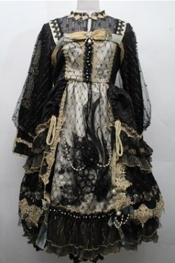 画像1: 中国ロリータ / ジャガードドレス  黒 S-26-03-21-048-LO-OP-AS-ZS