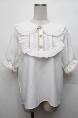 画像1: DearMyLove / ヨークフリルはしごレースうさみみブラウス LL 白 S-26-03-21-024-EL-BL-AS-ZS